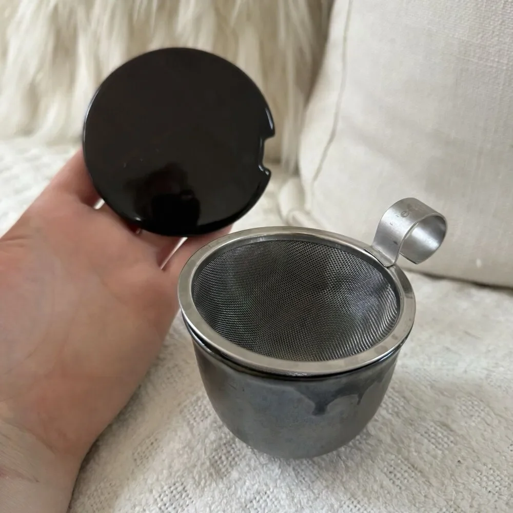 Teavana Japanese Tea Cup Set of 2 Bronze Oil Slick Metallic Ibushi Smoky Japan